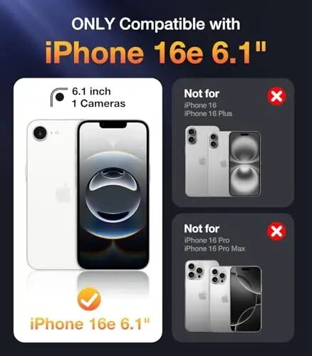 Diaclara Magnetic Designed for iPhone 16e Case, Full Body Rugged Case with Built-in Touch Sensitive Anti-Scratch Screen Protector, Soft TPU Bumper Waterproof Case (Clear Glitter) - 1