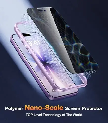 Diaclara Magnetic Designed for iPhone 17 Case 6.3'' [Full Camera Protection] Full Body Bumper with Privacy Screen Protector, [Compatible with MagSafe] Military Drop Proof Phone Case, Lavender Purple - 3