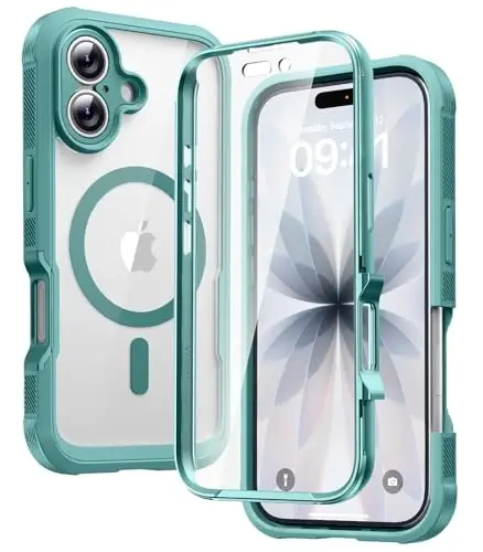 Diaclara Magnetic Designed for iPhone 17 Case 6.3 Inch Full Body Bumper,[Compatible with MagSafe] Military Drop Proof Cover with Built-in Touch Sensitive Anti-Scratch Screen Protector Green - 1