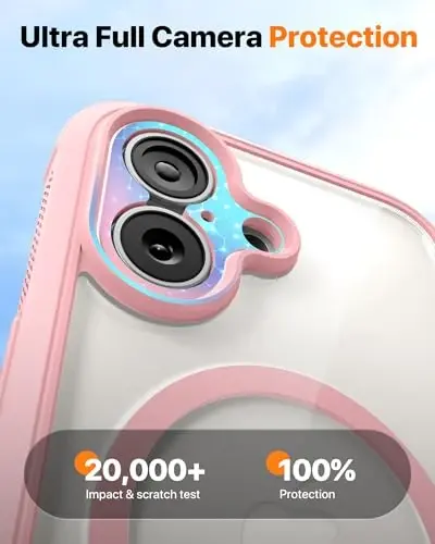 Diaclara Magnetic Designed for iPhone 17 Case Full Body Bumper,[Compatible with MagSafe] Military Drop Proof Cover with Built-in Touch Sensitive Anti-Scratch Screen Protector,Pink - 4