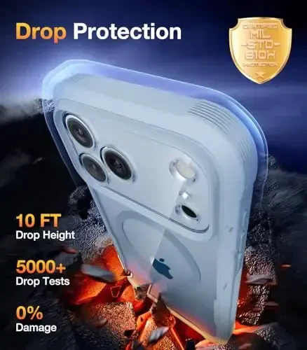 Diaclara Magnetic Designed for iPhone 17 Pro Max Case Full Body Bumper,[Compatible with MagSafe] Military Drop Proof Cover with Built-in Touch Sensitive Anti-Scratch Screen Protector, Blue - 3
