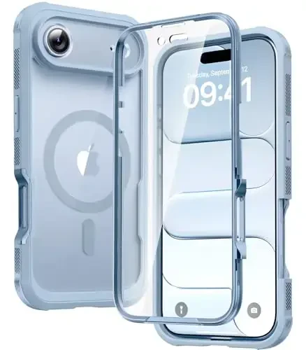 Diaclara Magnetic Designed for iPhone Air Case Full Body Bumper, [Compatible with MagSafe] Military Drop Proof Cover with Built-in Touch Sensitive Anti-Scratch Screen Protector for iPhone 17 Air Blue 