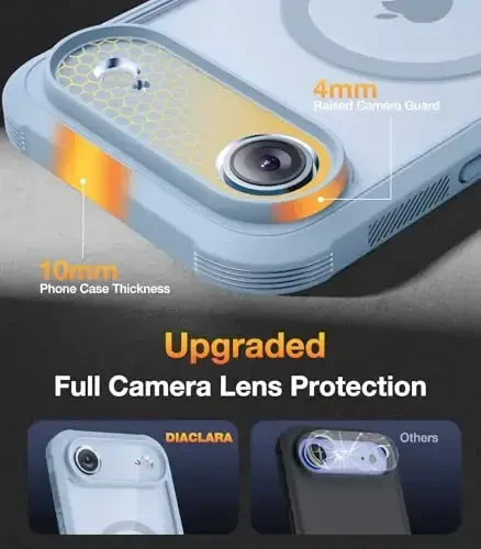 Diaclara Magnetic Designed for iPhone Air Case Full Body Bumper, [Compatible with MagSafe] Military Drop Proof Cover with Built-in Touch Sensitive Anti-Scratch Screen Protector for iPhone 17 Air Blue - 7