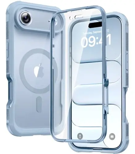 Diaclara Magnetic Designed for iPhone Air Case Full Body Bumper, [Compatible with MagSafe] Military Drop Proof Cover with Built-in Touch Sensitive Anti-Scratch Screen Protector for iPhone 17 Air Blue - 1