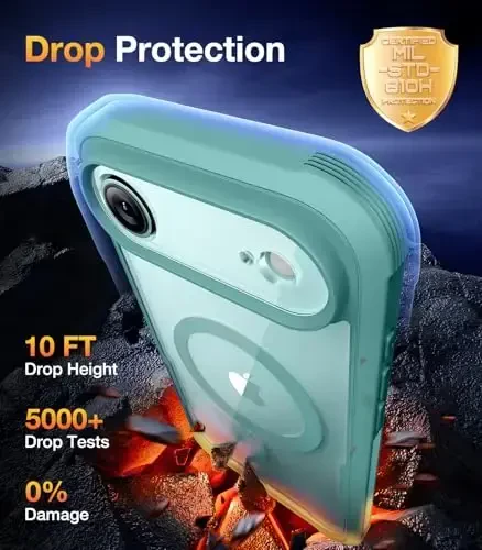 Diaclara Magnetic Designed for iPhone Air Case Full Body Bumper, [Compatible with MagSafe] Military Drop Proof Cover with Built-in Touch Sensitive Anti-Scratch Screen Protector for iPhone 17 Air Green - 3