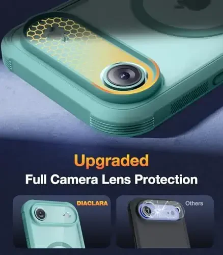 Diaclara Magnetic Designed for iPhone Air Case Full Body Bumper, [Compatible with MagSafe] Military Drop Proof Cover with Built-in Touch Sensitive Anti-Scratch Screen Protector for iPhone 17 Air Green - 5