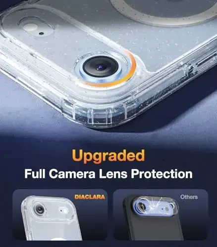 Diaclara Magnetic Designed for iPhone Air Case Full Body Bumper,[Compatible with MagSafe] Harbiy darajadagi zarbaga chidamli, oʻrnatilgan sensorli tirnalishga qarshi ekran himoyasi bilan toʻliq himoya qiluvchi tiniq jilter - 5