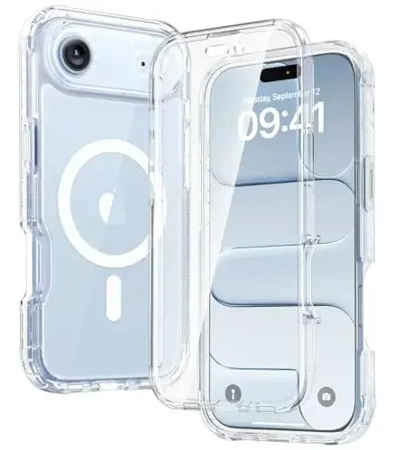 Diaclara Magnetic Designed for iPhone Air Case Full Body Bumper,[Compatible with MagSafe] Military Drop Proof Cover with Built-in Touch Sensitive Anti-Scratch Screen Protector for iPhone 17 Air Clear - DIACLARA
