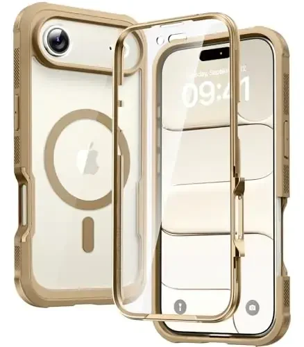 Diaclara Magnetic Designed for iPhone Air Case Full Body Bumper,[Compatible with MagSafe] Military Drop Proof Cover with Built-in Touch Sensitive Anti-Scratch Screen Protector for iPhone 17 Air Gold 