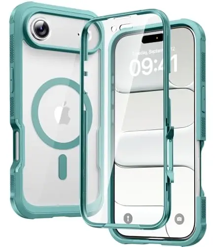 Diaclara Magnetic Designed for iPhone Air Case Full Body Bumper,[Compatible with MagSafe] Military Drop Proof Cover with Built-in Touch Sensitive Anti-Scratch Screen Protector for iPhone 17 Air Green - DIACLARA