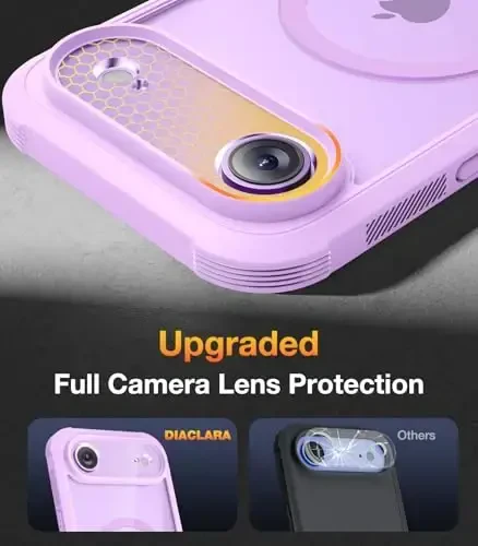 Diaclara Magnetic Designed for iPhone Air Case Full Body Bumper,[Compatible with MagSafe] Military Drop Proof Cover with Built-in Touch Sensitive Anti-Scratch Screen Protector for iPhone 17 Air Purple - 5