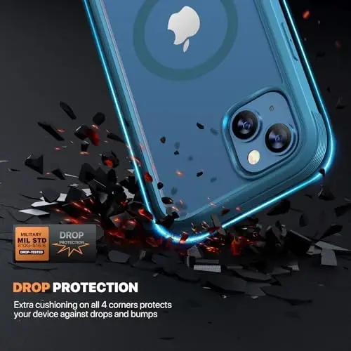 Diaclara Magnetic for iPhone 13 Case, [Privacy Screen Protector & Fit for MagSafe] Built-in Shockproof Screen Protector, [Camera Lens Protector] Phone Cover for iPhone 13 6.1