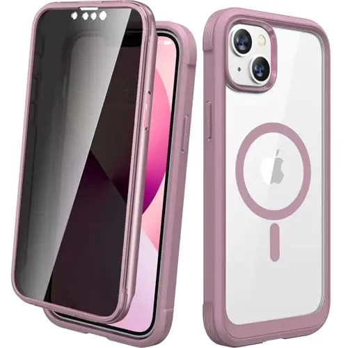 Diaclara Magnetic for iPhone 13 Case, [Privacy Screen Protector & Fit for MagSafe] Built-in Shockproof Screen Protector, [Camera Lens Protector] Phone Cover for iPhone 13 6.1