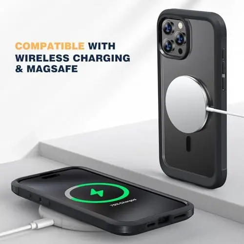 Diaclara Magnetic for iPhone 15 Pro Case, [Fit for MagSafe] Built-in Shockproof Screen Protector, [Camera Lens Protector] Phone Cover No Signal Loss for iPhone 15 Pro 6.1