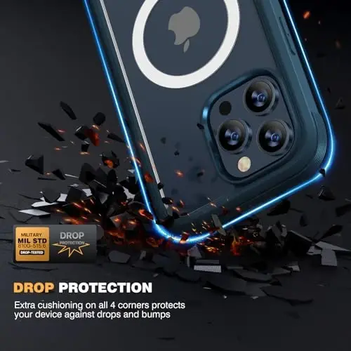 Diaclara Magnetic for iPhone 15 Pro Case, [Military-Grade Drop Proof & Fit for MagSafe] Built-in Shockproof Screen Protector, [Camera Lens Protector] Phone Cover for iPhone 15 Pro 6.1