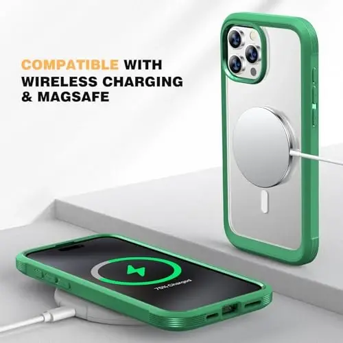Diaclara Magnetic for iPhone 15 Pro Case, [Military-Grade Drop Proof & Fit for MagSafe] Built-in Shockproof Screen Protector, [Camera Lens Protector] Phone Cover for iPhone 15 Pro 6.1