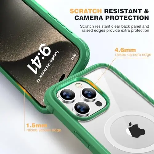Diaclara Magnetic for iPhone 15 Pro Case, [Military-Grade Drop Proof & Fit for MagSafe] Built-in Shockproof Screen Protector, [Camera Lens Protector] Phone Cover for iPhone 15 Pro 6.1