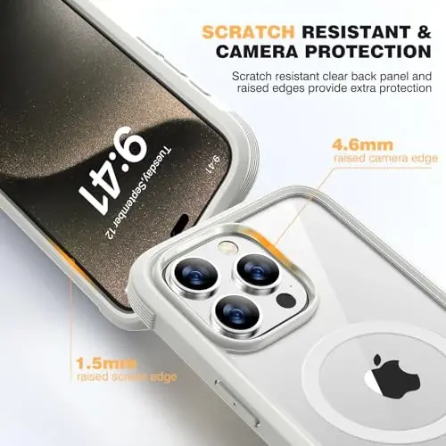Diaclara Magnetic for iPhone 15 Pro Case, [Military-Grade Drop Proof & Fit for MagSafe] Built-in Shockproof Screen Protector, [Camera Lens Protector] Phone Cover for iPhone 15 Pro 6.1