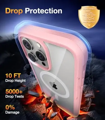 Diaclara Magnetic for iPhone 15 Pro Case with Screen Protector,Pink | Fit for MagSafe, Built‑in Anti‑Scratch Touch‑Sensitive Screen Protector, 360° Dual‑Layer Rugged, Mil‑Grade Drop Protection - 4