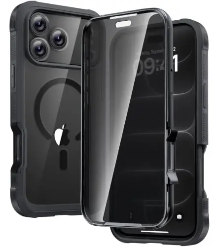 Diaclara Magnetic for iPhone 18 Pro Case with Privacy Protector, Black | Full Body Bumper Design, Military Grade Drop Proof, 360° Full Protection, Anti-Spy Privacy Cover, Magnetic Charging Support - 1