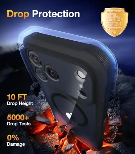 Diaclara Magnetic for iPhone 18 Pro Case with Privacy Protector, Black | Full Body Bumper Design, Military Grade Drop Proof, 360° Full Protection, Anti-Spy Privacy Cover, Magnetic Charging Support - 3
