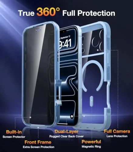 Diaclara Magnetic for iPhone 18 Pro Case with Privacy Protector, Glacier | Full Body Bumper Design, Military Grade Drop Proof, 360° Full Protection, Anti-Spy Privacy Cover, Magnetic Charging Support - 2