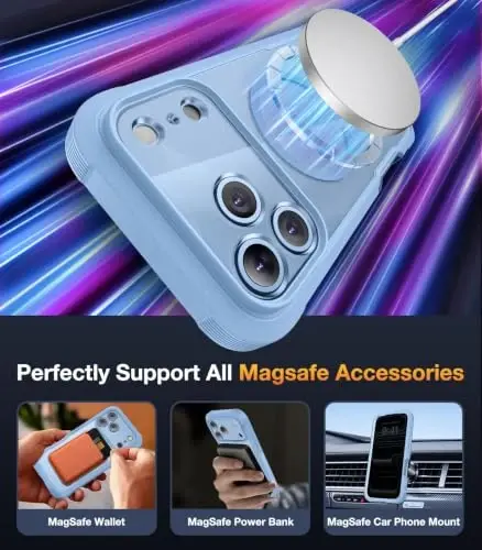 Diaclara Magnetic for iPhone 18 Pro Case with Privacy Protector, Glacier | Full Body Bumper Design, Military Grade Drop Proof, 360° Full Protection, Anti-Spy Privacy Cover, Magnetic Charging Support - 4