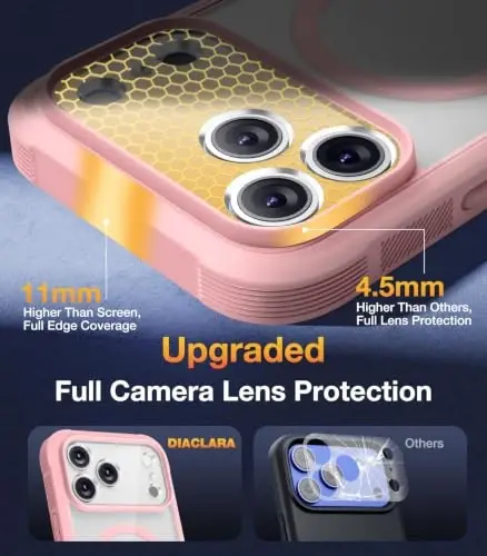 Diaclara Magnetic for iPhone 18 Pro Case with Privacy Protector, Pink | Full Body Bumper Design, Military Grade Drop Proof, 360° Full Protection, Anti-Spy Privacy Cover, Magnetic Charging Support - 6