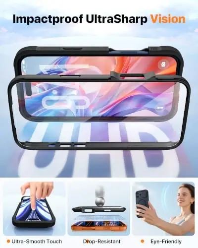 Diaclara Magnetic for iPhone 18 Pro Case with Screen Protector, Black | Fit for MagSafe, Built‑in Anti‑Scratch Touch‑Sensitive Screen Protector, 360° Dual‑Layer Rugged, Mil‑Grade Drop Protection - 5
