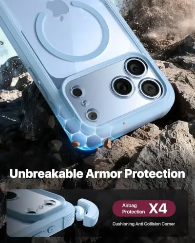 Diaclara Magnetic for iPhone 18 Pro Case with Screen Protector, Glacier | Fit for MagSafe, Built‑in Anti‑Scratch Touch‑Sensitive Screen Protector, 360° Dual‑Layer Rugged, Mil‑Grade Drop Protection - 4