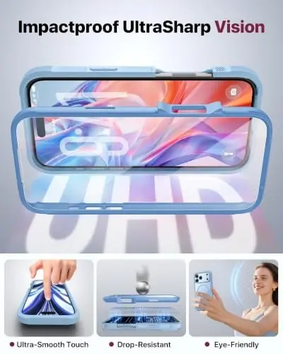 Diaclara Magnetic for iPhone 18 Pro Case with Screen Protector, Glacier | Fit for MagSafe, Built‑in Anti‑Scratch Touch‑Sensitive Screen Protector, 360° Dual‑Layer Rugged, Mil‑Grade Drop Protection - 6