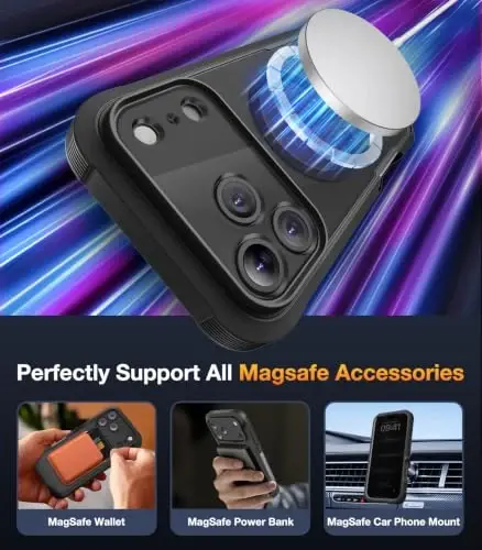 Diaclara Magnetic for iPhone 18 Pro Max Case with Privacy Protector,Black | Full Body Bumper Design, Military Grade Drop Proof, 360° Full Protection, Anti-Spy Privacy Cover, Magnetic Charging Support - 5