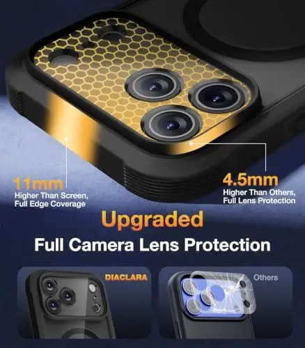 Diaclara Magnetic for iPhone 18 Pro Max Case with Privacy Protector,Black | Full Body Bumper Design, Military Grade Drop Proof, 360° Full Protection, Anti-Spy Privacy Cover, Magnetic Charging Support - 6