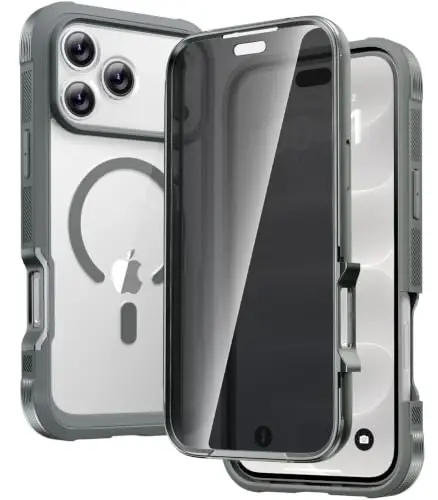 Diaclara Magnetic for iPhone 18 Pro Max Case with Privacy Protector,Grey | Full Body Bumper Design, Military Grade Drop Proof, 360° Full Protection, Anti-Spy Privacy Cover, Magnetic Charging Support - 1