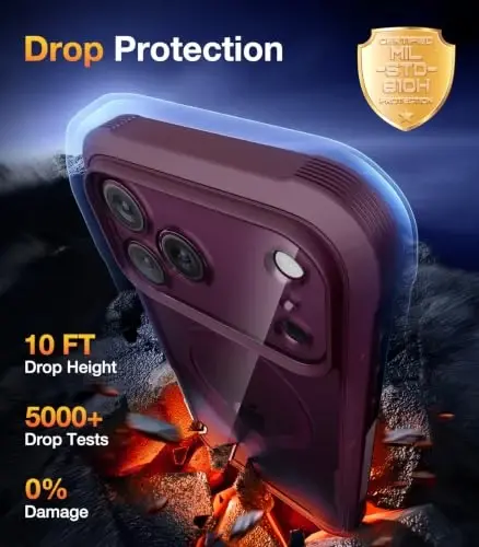 Diaclara Magnetic for iPhone 18 Pro Max Case,Privacy Protector,Burgundy | Full Body Bumper Design, Military Grade Drop Proof, 360° Full Protection, Anti-Spy Privacy Cover, Magnetic Charging Support - 6