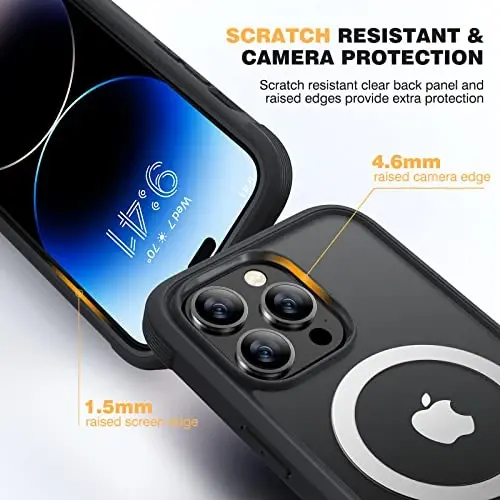 Diaclara Magnetic Designed for iPhone 14 Pro Max Case, Full Body Rugged Case with Built-in Privacy Touch Sensitive Anti-Scratch Screen Protector, with Camera Lens Protector, Black - 6