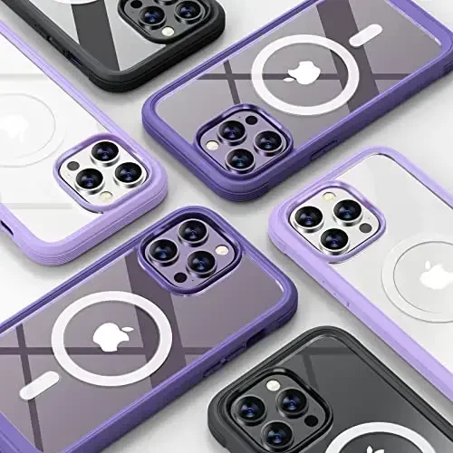 Diaclara Magnetic iPhone 14 Pro Max uchun mo'ljallangan, to'liq tanali mustahkam g'ilof, o'rnatilgan sensorli tirnalishga qarshi ekran himoyachisi, iPhone 14 Promax6.7 uchun kamera linzalari himoyachisi bilan (binafsha) - 7