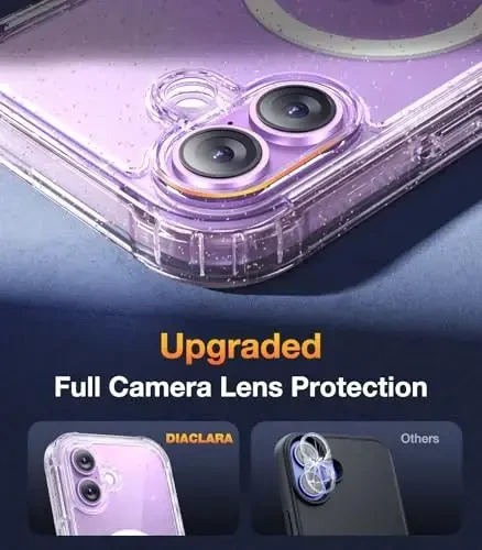 Diaclara Magnetic iPhone 17 uchun mo'ljallangan g'ilof 6.3 dyuymli to'liq korpusli bamper, [MagSafe bilan mos], harbiy darajadagi zarbga chidamli qopqoq, o'rnatilgan sensorli ekranni himoya qiluvchi tiniq yaltiroq - 5