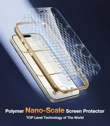 Diaclara Magnetic iPhone Air Case toʻliq korpusli bamper uchun moʻljallangan, [MagSafe bilan mos], harbiycha zarbaga chidamli, oʻrnatilgan sensorli tirnalishga qarshi ekran himoyachisi iPhone 17 Air Gold uchun - 6