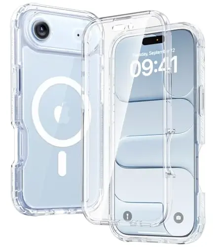 Diaclara Magnetic iPhone Air Case uchun mo'ljallangan, to'liq korpusli bamper, [MagSafe bilan mos], harbiy tomchiga chidamli qopqoq, iPhone 17 Air Clear uchun o'rnatilgan sensorli ekranga qarshi himoya ekranli. - DIACLARA