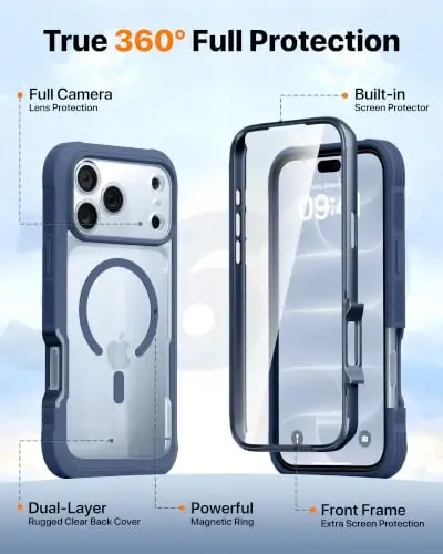 Diaclara Magnetic & Screen Protector for iPhone 18 Pro Max Case,Deep Blue | Fit for MagSafe, Built‑in Anti‑Scratch Touch‑Sensitive Screen Protector, 360° Dual‑Layer Rugged, Mil‑Grade Drop Protection - 5