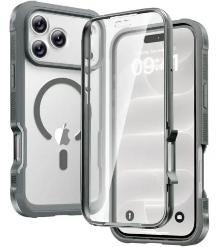 Diaclara Magnetic & Screen Protector for iPhone 18 Pro Max Case,Grey | Fit for MagSafe, Built‑in Anti‑Scratch Touch‑Sensitive Screen Protector, 360° Dual‑Layer Rugged, Mil‑Grade Drop Protection - 1