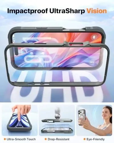 Diaclara Magnetic & Screen Protector for iPhone 18 Pro Max Case,Grey | Fit for MagSafe, Built‑in Anti‑Scratch Touch‑Sensitive Screen Protector, 360° Dual‑Layer Rugged, Mil‑Grade Drop Protection - 6