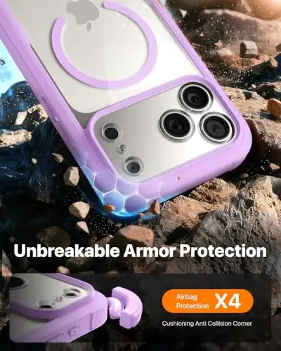 Diaclara Magnetic & Screen Protector for iPhone 18 Pro Max Case,Purple | Fit for MagSafe, Built‑in Anti‑Scratch Touch‑Sensitive Screen Protector, 360° Dual‑Layer Rugged, Mil‑Grade Drop Protection - 4
