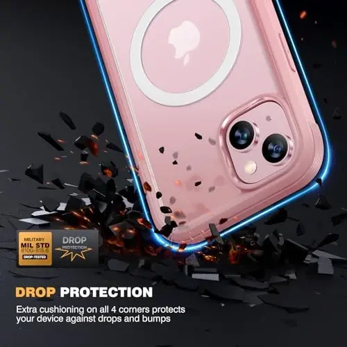 Diaclara Magnetic Designed for iPhone 15 Case, Full Body Rugged Case with Built-in Privacy Touch Sensitive Anti-Scratch Screen Protector, with Camera Lens Protector (Coral Pink) - 5
