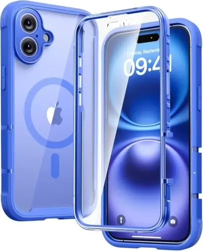 Diaclara Manyetik iPhone 16 Kılıfı 6.1'' [Tam Kamera Koruması] Gizlilik Ekran Koruyuculu Tam Gövde Tamponu, [MagSafe ile Uyumlu] Askeri Düşmeye Dayanıklı Telefon Kılıfı, Mavi - 1