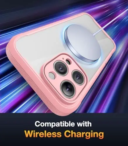 Diaclara Manyetik iPhone 16 Pro Kılıf için Tasarlanmış, Dokunmatik Hassasiyetli Çizilmez Ekran Koruyuculu Tam Gövde Dayanıklı, MagSafe Uyumlu, iPhone 16 Pro 6.3'' için Yumuşak Tampon Kılıf, Pembe - 4