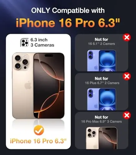 Diaclara Magnetic Designed for iPhone 16 Pro Case, Full Body Rugged with Touch Sensitive Anti-Scratch Screen Protector, Compatible with MagSafe, Soft Bumper Case for iPhone 16 Pro 6.3'', Clear Glitter 