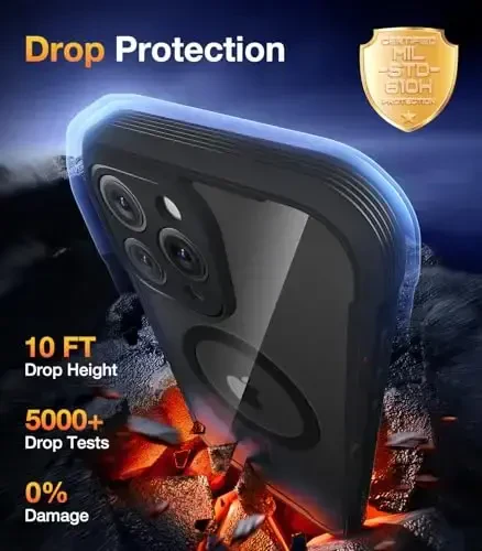 Diaclara Magnetic Designed for iPhone 16 Pro Max Case Full Body Bumper, [Compatible with MagSafe] Military Drop Proof Cover with Built-in Touch Sensitive Anti-Scratch Screen Protector, Black - 3