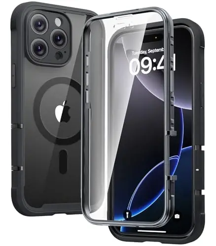 Diaclara Magnetic Designed for iPhone 16 Pro Max Case, Full Body Rugged with Touch Sensitive Anti-Scratch Screen Protector, Compatible with MagSafe, Soft Bumper Case for iPhone 16 Pro Max 6.9'', Black - 1